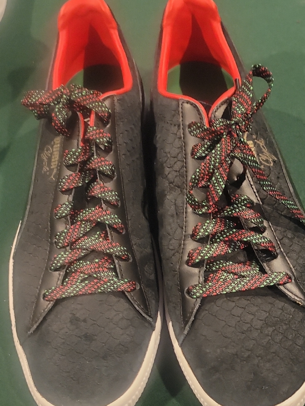 Puma Black Sneakers with Red Interior and Multicolor Laces